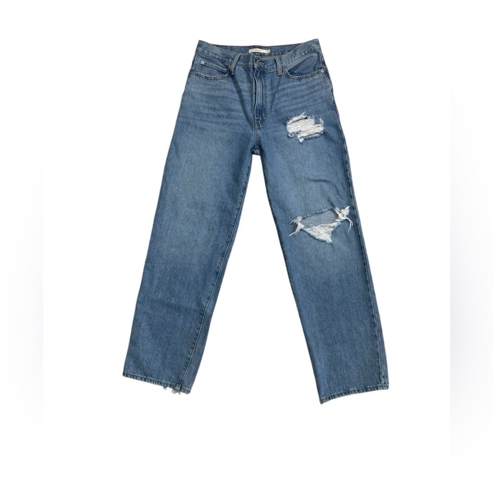 Levi’s 94 Baggy Jeans 29 High Rise Straight Light Wash Distressed Women
